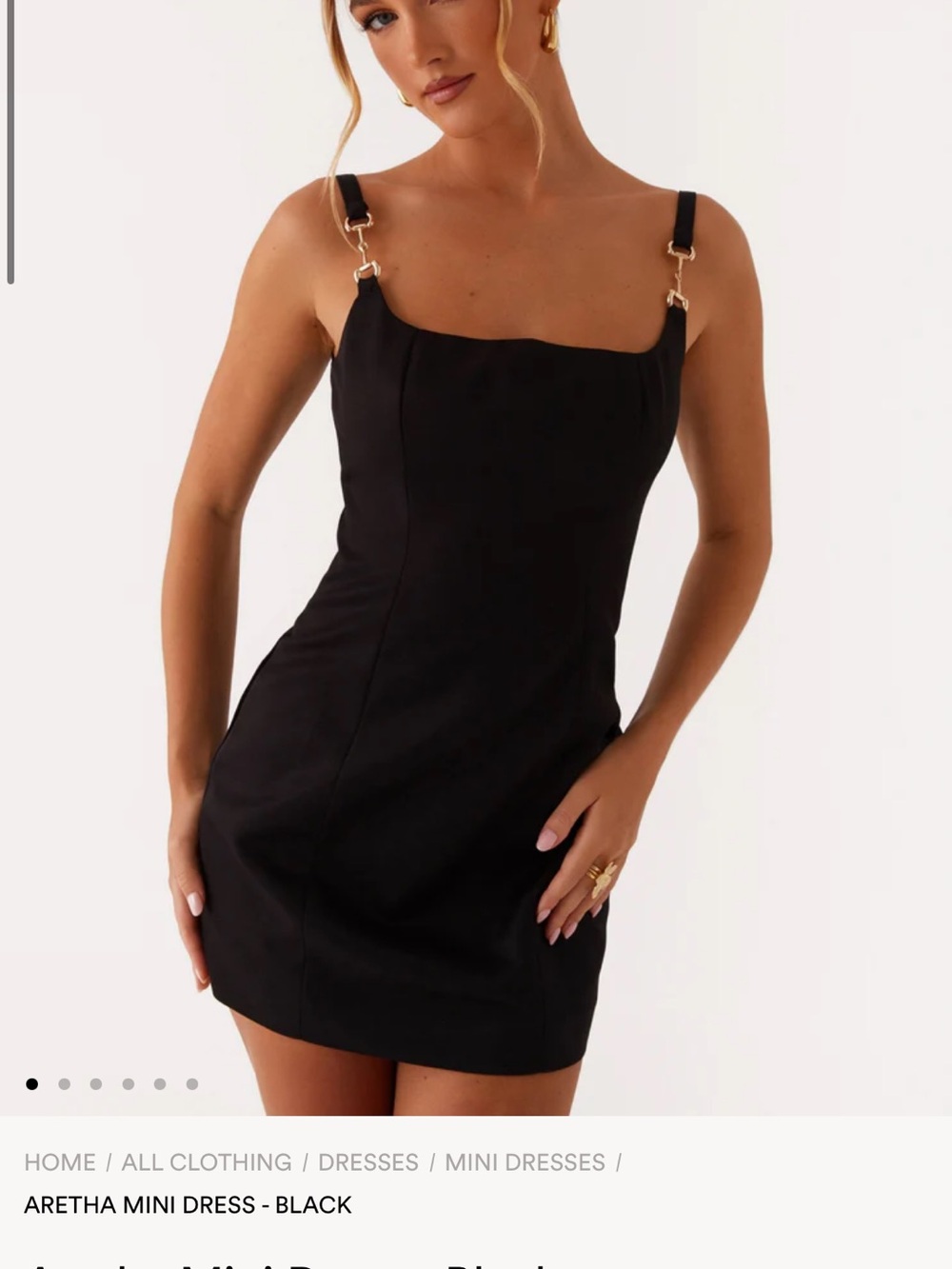 Peppermayo Aretha Black Mini Dress with Gold Hardware